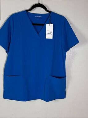 Mandala Royal Blue scrub Short-Sleeve V-Neck Top